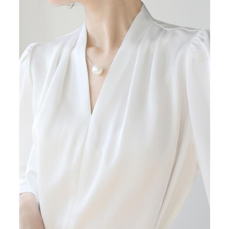 サテン風シャツブラウス Vネックトップス | SUNSHINE CLOSET | 詳細画像7 