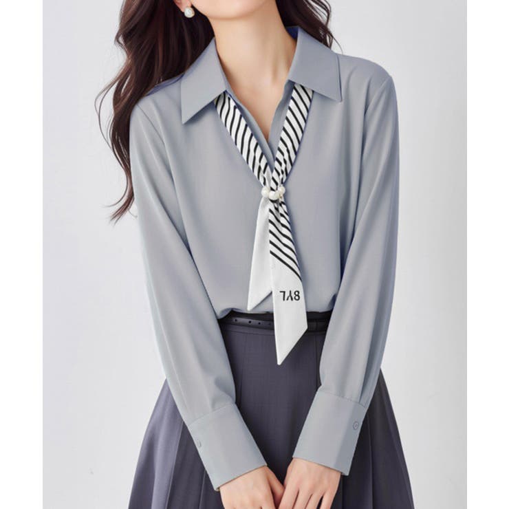 ボウタイブラウスレディース フェミニンVネックブラウス オフィスカジュアル | SUNSHINE CLOSET | 詳細画像5 