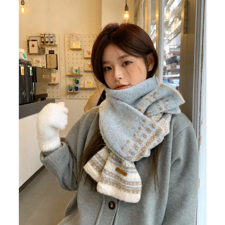 北欧風ジャガードロングマフラー秋冬レディース首元防寒ショール 大人可愛いボリュー… | SUNSHINE CLOSET | 詳細画像14 