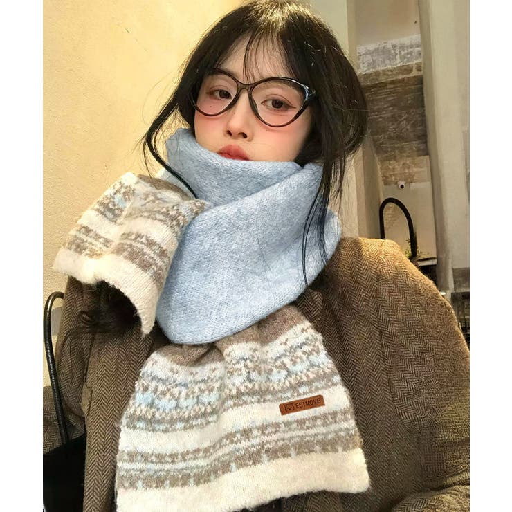 北欧風ジャガードロングマフラー秋冬レディース首元防寒ショール 大人可愛いボリュー… | SUNSHINE CLOSET | 詳細画像16 