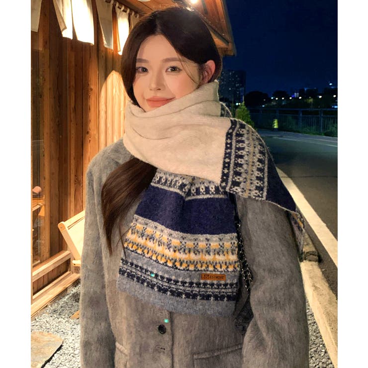北欧風ジャガードロングマフラー秋冬レディース首元防寒ショール 大人可愛いボリュー… | SUNSHINE CLOSET | 詳細画像6 