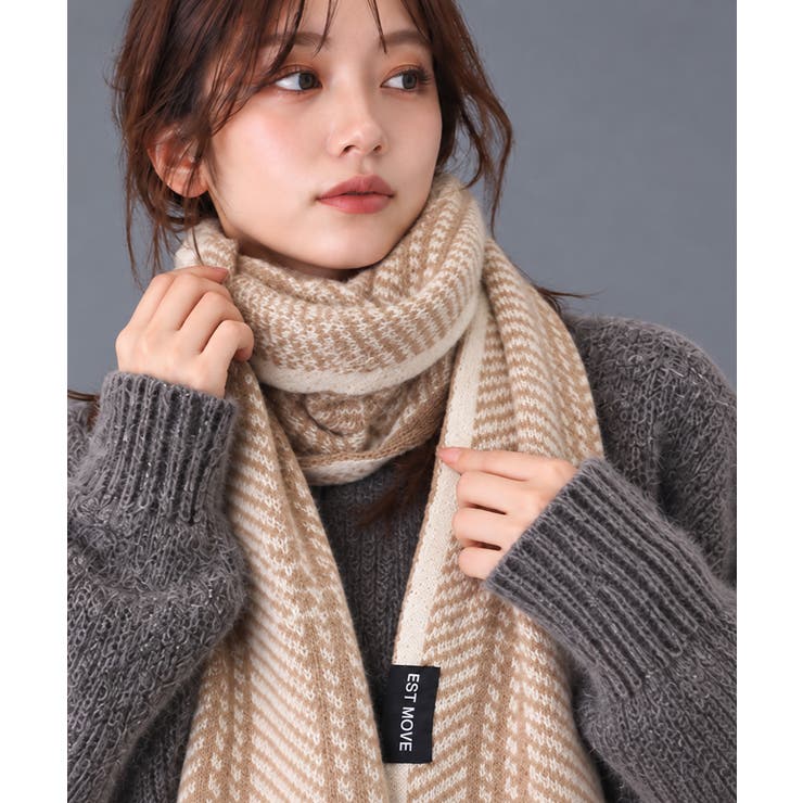 クラシカル配色ライン リバーシブルマフラー 千鳥格子ストール防寒 | SUNSHINE CLOSET | 詳細画像10 