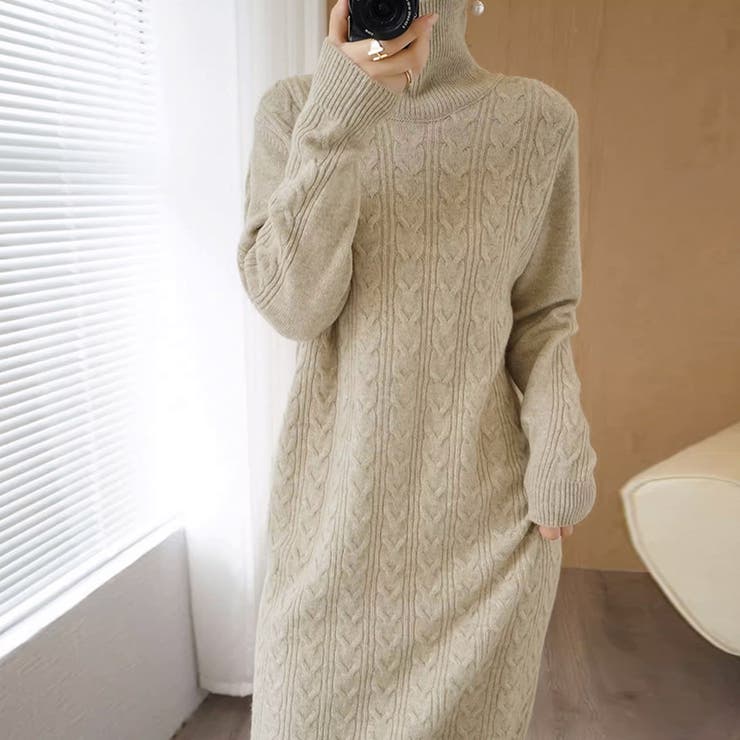 ケーブル編みニットワンピース 韓国 秋冬 | SUNSHINE CLOSET | 詳細画像10 