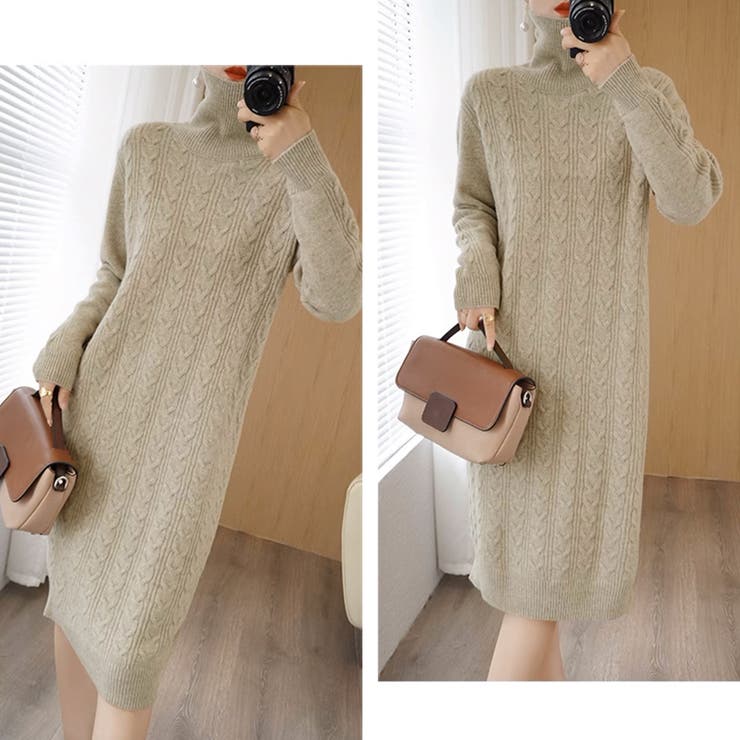ケーブル編みニットワンピース 韓国 秋冬 | SUNSHINE CLOSET | 詳細画像12 