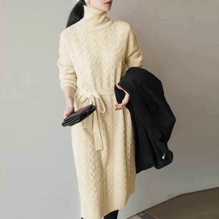 ケーブル編みニットワンピース 韓国 秋冬 | SUNSHINE CLOSET | 詳細画像7 