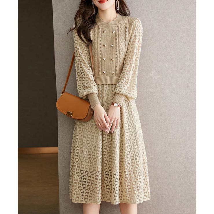 ニットワンピース ランタンスリーブ 上品 | SUNSHINE CLOSET | 詳細画像1 