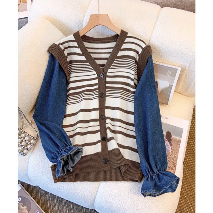 ドッキングニット ボーダーニットトップス | SUNSHINE CLOSET | 詳細画像12 