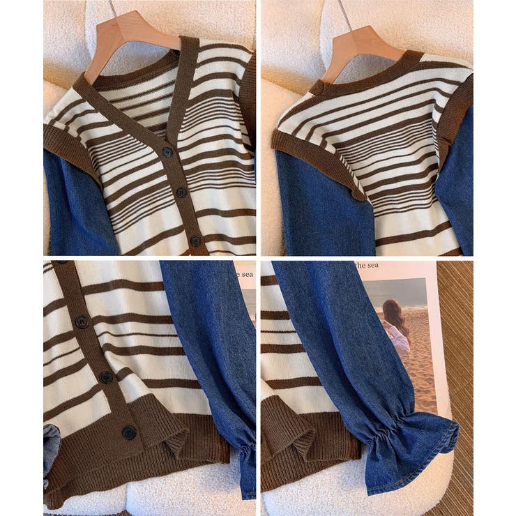 ドッキングニット ボーダーニットトップス | SUNSHINE CLOSET | 詳細画像14 