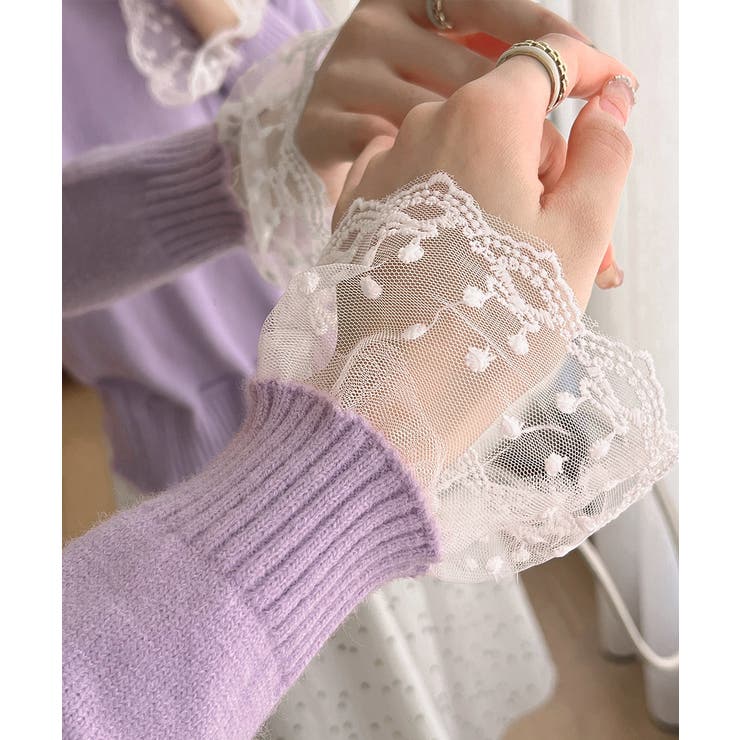 レース切り替えニットカーディガン長袖秋冬 | SUNSHINE CLOSET | 詳細画像24