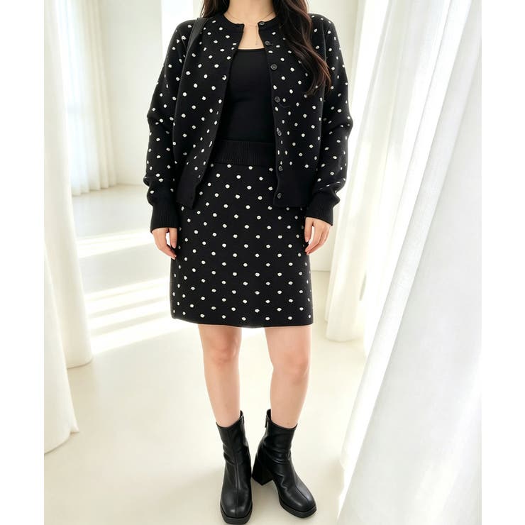 上品な水玉カーディガンきれいめミニスカート大人可愛い長袖トップス細見えボトムス着… | SUNSHINE CLOSET | 詳細画像10 