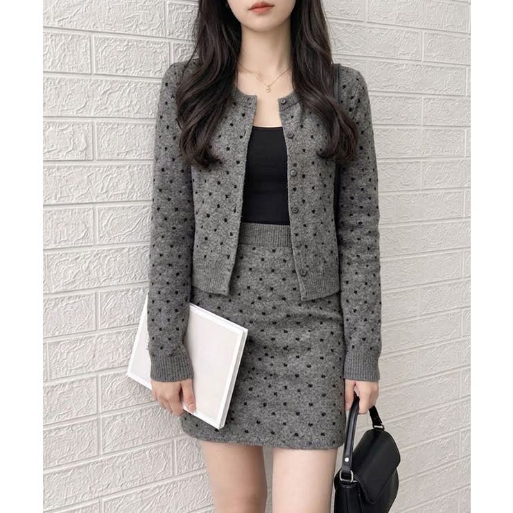 上品な水玉カーディガンきれいめミニスカート大人可愛い長袖トップス細見えボトムス着… | SUNSHINE CLOSET | 詳細画像5 