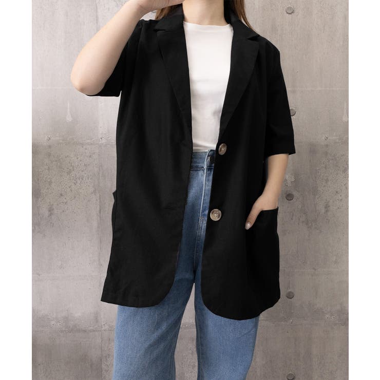 ゆったり リネンサマージャケット体型カバー 薄手ジャケット着やせ | SUNSHINE CLOSET | 詳細画像25 