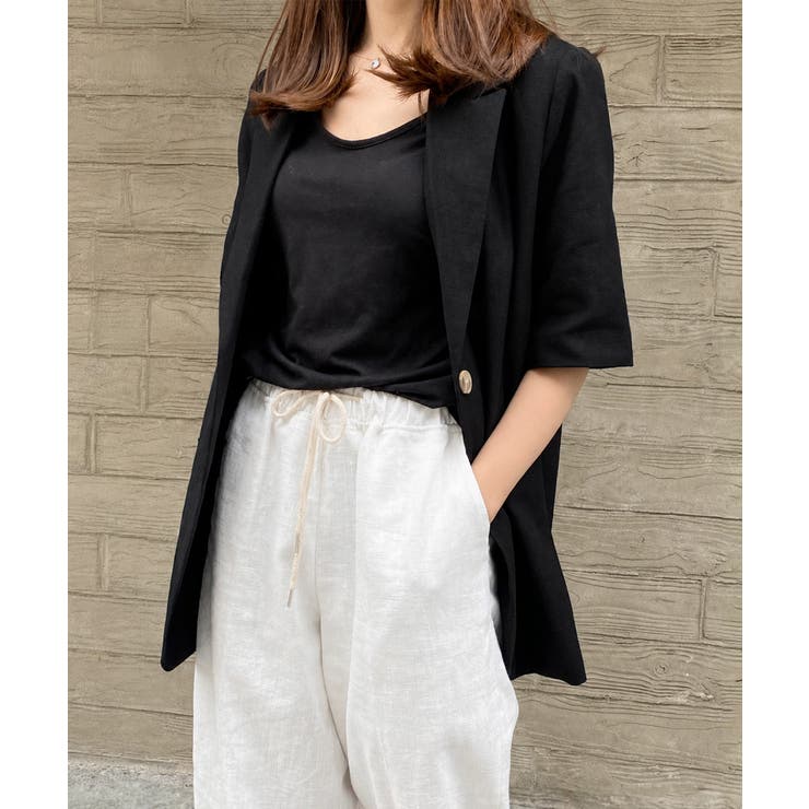 ゆったり リネンサマージャケット体型カバー 薄手ジャケット着やせ | SUNSHINE CLOSET | 詳細画像9 