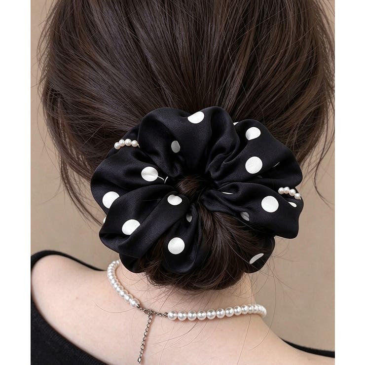 バイカラー大人可愛い水玉ヘアゴムフェミニン髪飾りレディースまとめ髪ポニーテールお… | SUNSHINE CLOSET | 詳細画像1 