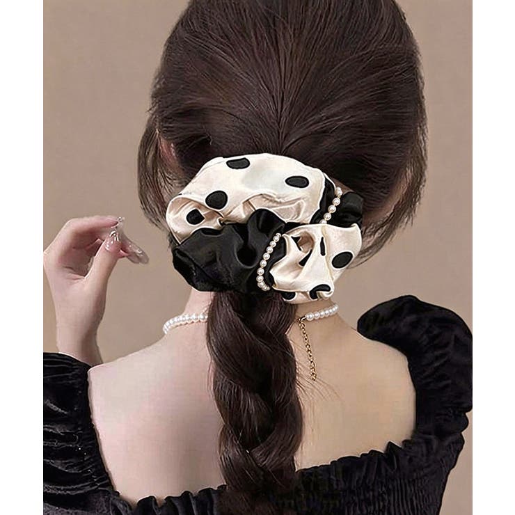 バイカラー大人可愛い水玉ヘアゴムフェミニン髪飾りレディースまとめ髪ポニーテールお… | SUNSHINE CLOSET | 詳細画像2 