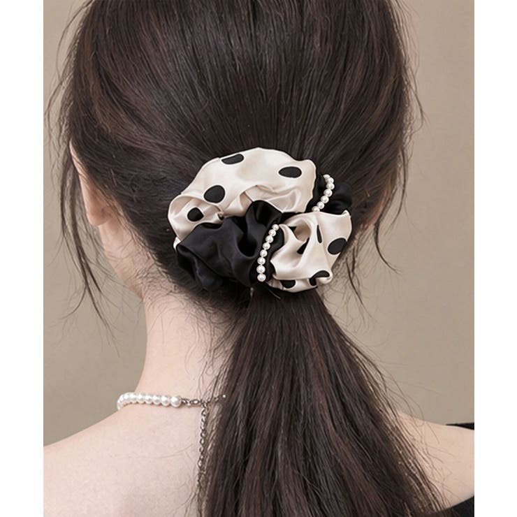 バイカラー大人可愛い水玉ヘアゴムフェミニン髪飾りレディースまとめ髪ポニーテールお… | SUNSHINE CLOSET | 詳細画像3 