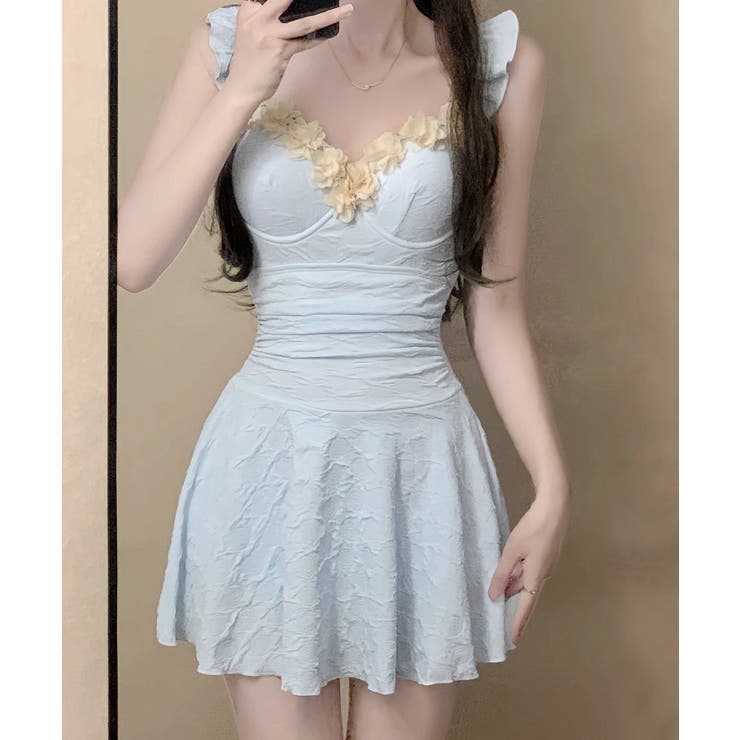 レディース水着体型カバー フェミニン 露出控えめ水着一体型ショートパンツ付き | SUNSHINE CLOSET | 詳細画像6 