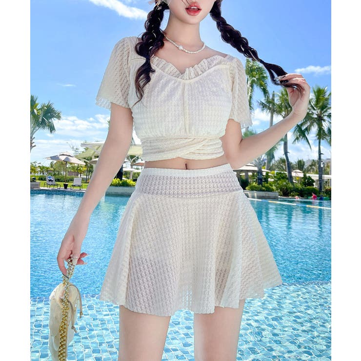 盛れる水着 クロストップス インナーパンツ付きスカート | SUNSHINE CLOSET | 詳細画像1 