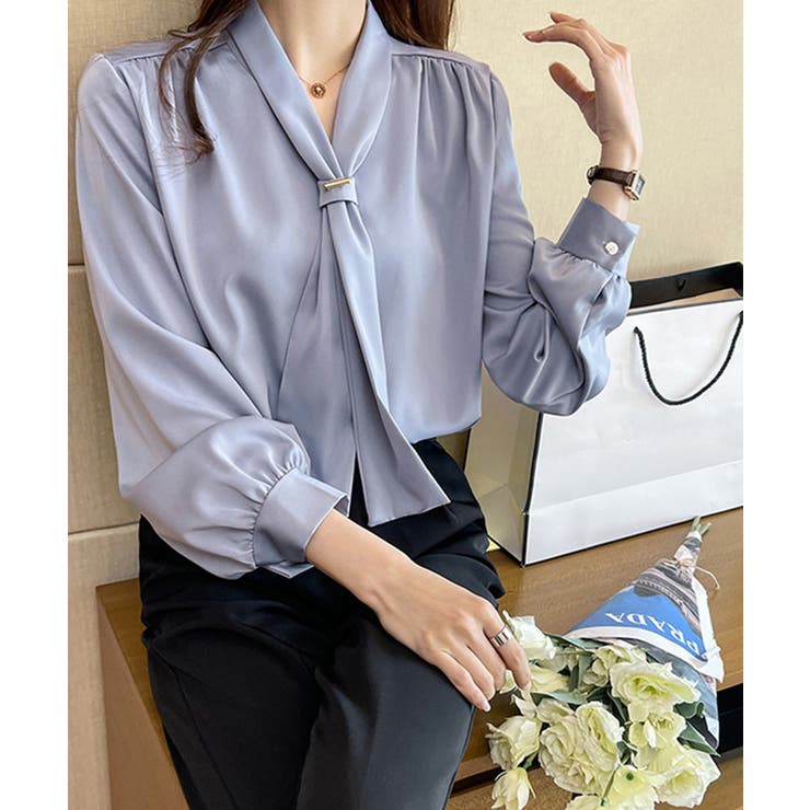 韓国上品 スカーフタイブラウス オフィスカジュアル | SUNSHINE CLOSET | 詳細画像1 