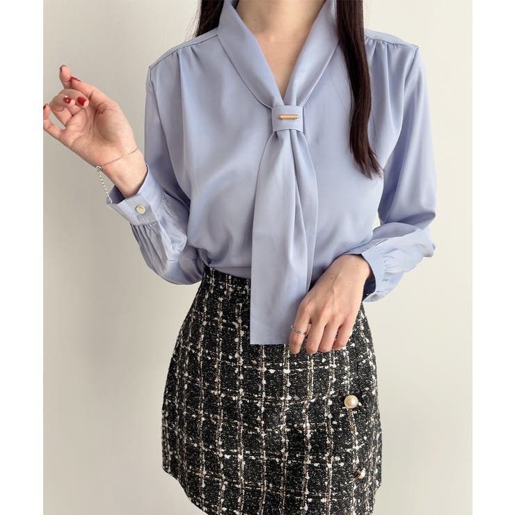 ボウタイ ブラウス レディース Vネック | SUNSHINE CLOSET | 詳細画像14 