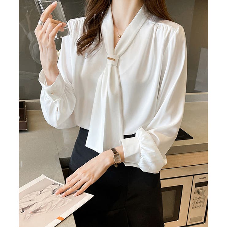 ボウタイ ブラウス レディース Vネック | SUNSHINE CLOSET | 詳細画像2 