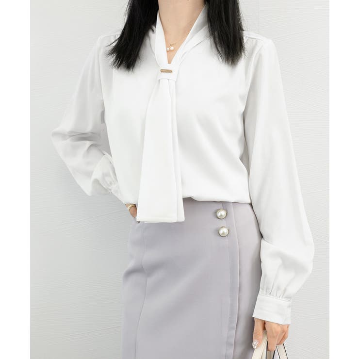 ボウタイ ブラウス レディース Vネック | SUNSHINE CLOSET | 詳細画像20 