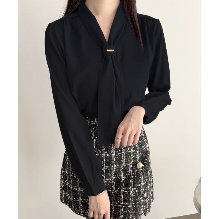 ボウタイ ブラウス レディース Vネック | SUNSHINE CLOSET | 詳細画像4 