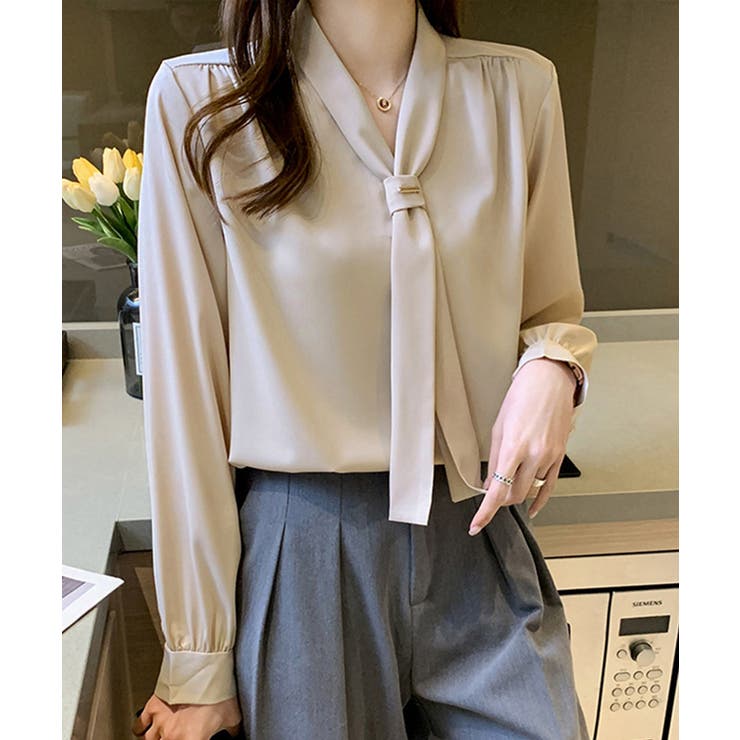 ボウタイ ブラウス レディース Vネック | SUNSHINE CLOSET | 詳細画像6 