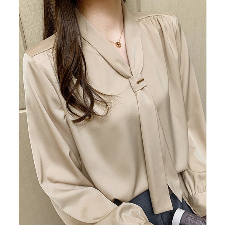 ボウタイ ブラウス レディース Vネック | SUNSHINE CLOSET | 詳細画像7 