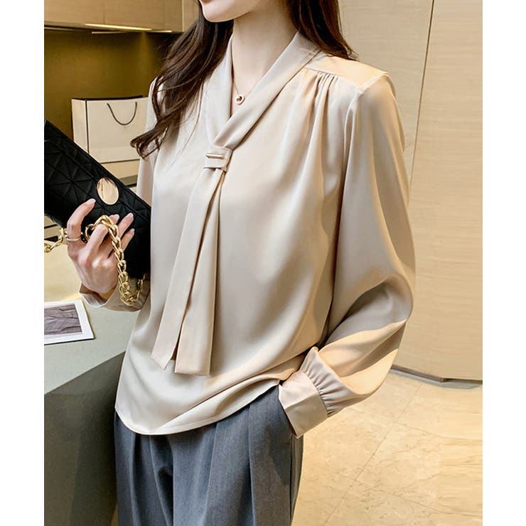 ボウタイ ブラウス レディース Vネック | SUNSHINE CLOSET | 詳細画像8 