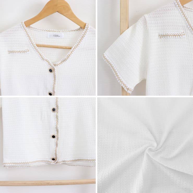 ツイード風半袖ジャケットレディース韓国風 | SUNSHINE CLOSET | 詳細画像4 