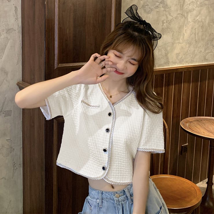 ツイード風半袖ジャケットレディース韓国風 | SUNSHINE CLOSET | 詳細画像9 