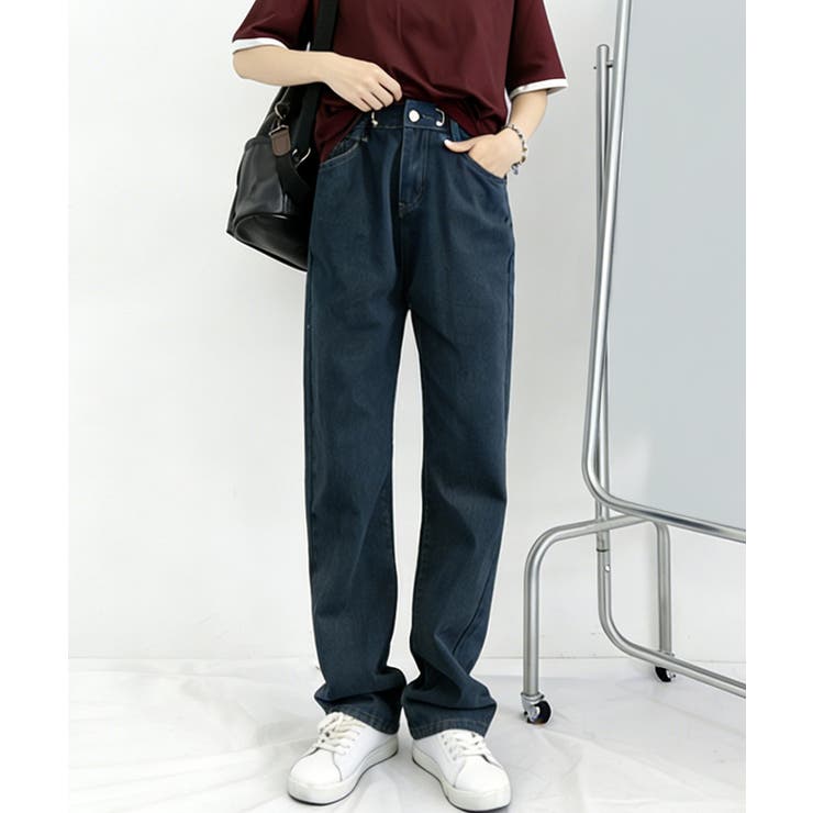 ハイウエス ゆったりロングデニムレディース 体型カバーデニムストレートパンツ | SUNSHINE CLOSET | 詳細画像21 