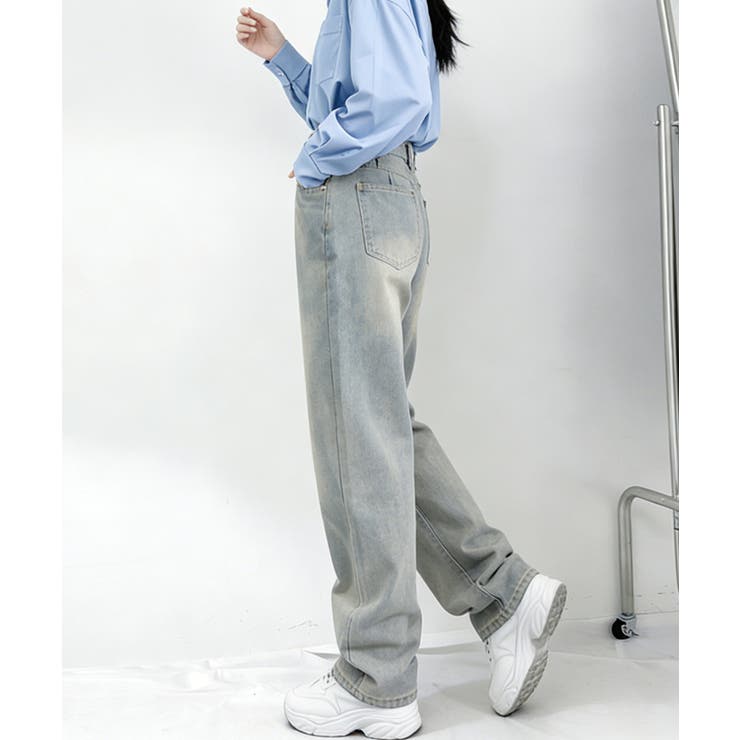ハイウエス ゆったりロングデニムレディース 体型カバーデニムストレートパンツ | SUNSHINE CLOSET | 詳細画像3 