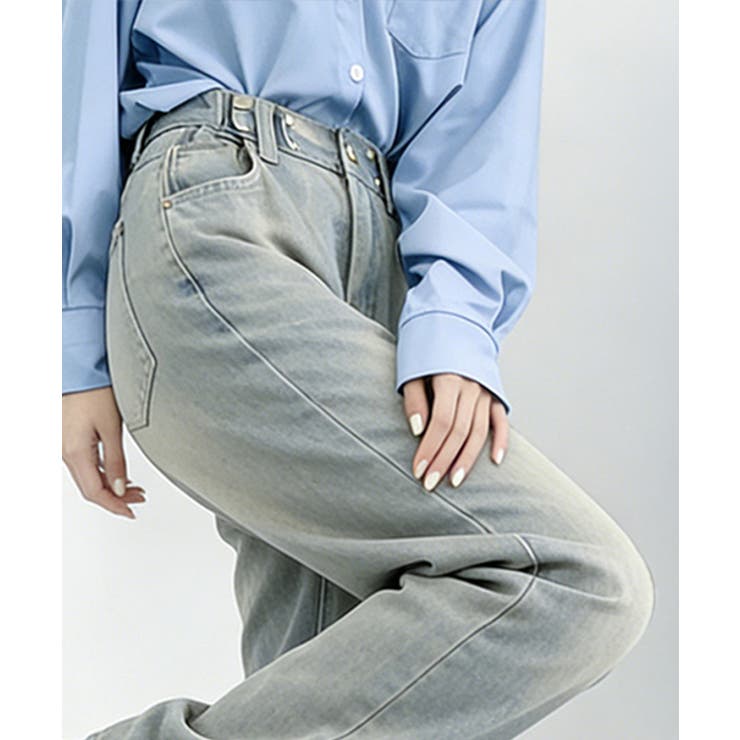 ハイウエス ゆったりロングデニムレディース 体型カバーデニムストレートパンツ | SUNSHINE CLOSET | 詳細画像4 