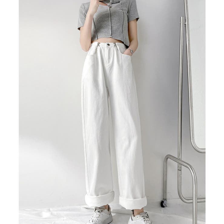 ハイウエス ゆったりロングデニムレディース 体型カバーデニムストレートパンツ | SUNSHINE CLOSET | 詳細画像6 