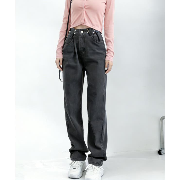 ハイウエス ゆったりロングデニムレディース 体型カバーデニムストレートパンツ | SUNSHINE CLOSET | 詳細画像8 