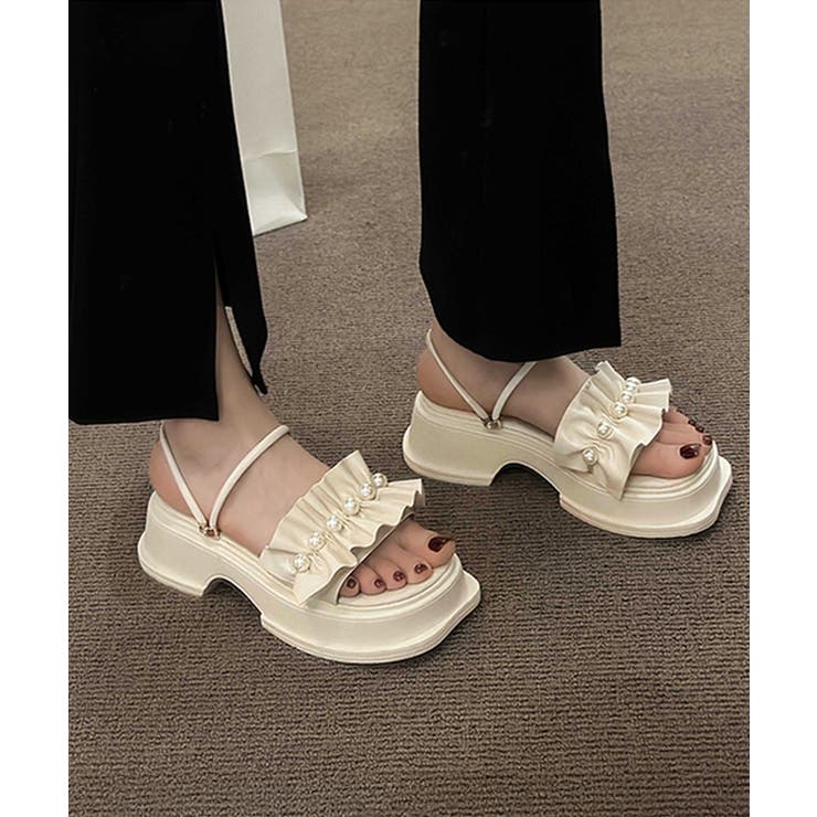 フリルサンダル厚底パールサンダル2way | SUNSHINE CLOSET | 詳細画像8 