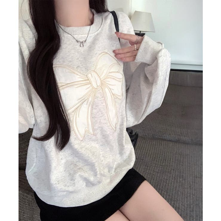 刺しゅうリボンスウェット裏微起毛トップス | SUNSHINE CLOSET | 詳細画像11 