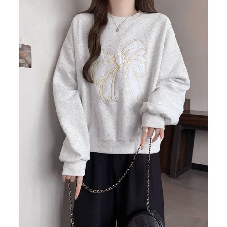 刺しゅうリボンスウェット裏微起毛トップス | SUNSHINE CLOSET | 詳細画像12 