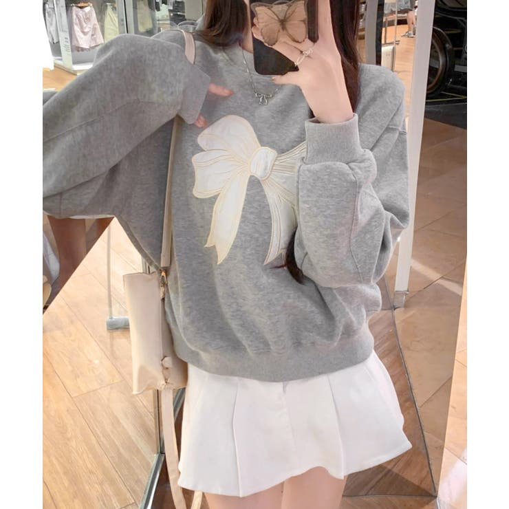 刺しゅうリボンスウェット裏微起毛トップス | SUNSHINE CLOSET | 詳細画像6 