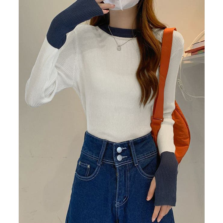 バイカラーニット 指穴ニットプルオーバー | SUNSHINE CLOSET | 詳細画像6 