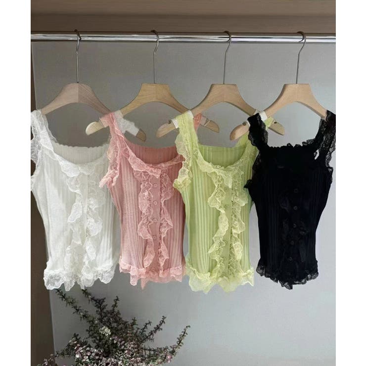 レースフリル ニットタンクトップ 韓国風 | SUNSHINE CLOSET | 詳細画像22 