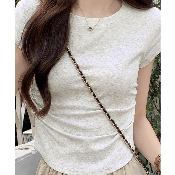 ラウンドネックちびTシャツ レディース 無地タイトtシャツ | SUNSHINE CLOSET | 詳細画像2 