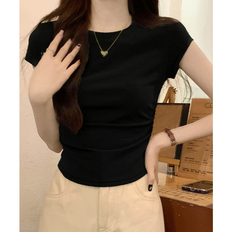 ラウンドネックちびTシャツ レディース 無地タイトtシャツ | SUNSHINE CLOSET | 詳細画像6 