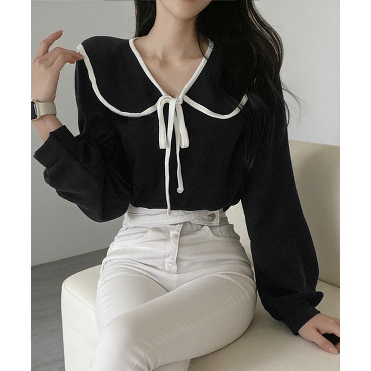 レディース バイカラーシャツブラウス フレンチガーリー | SUNSHINE CLOSET | 詳細画像1 