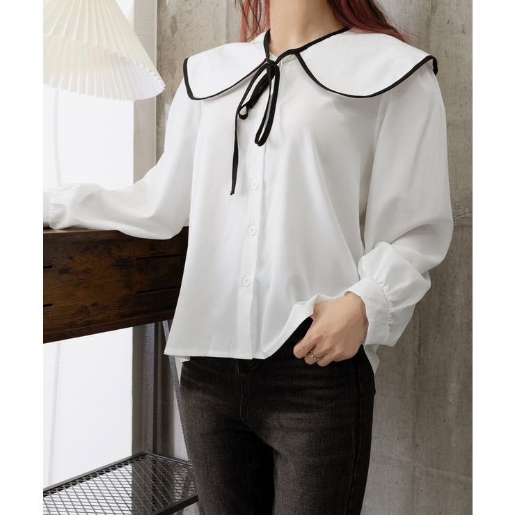 レディース バイカラーシャツブラウス フレンチガーリー | SUNSHINE CLOSET | 詳細画像10 