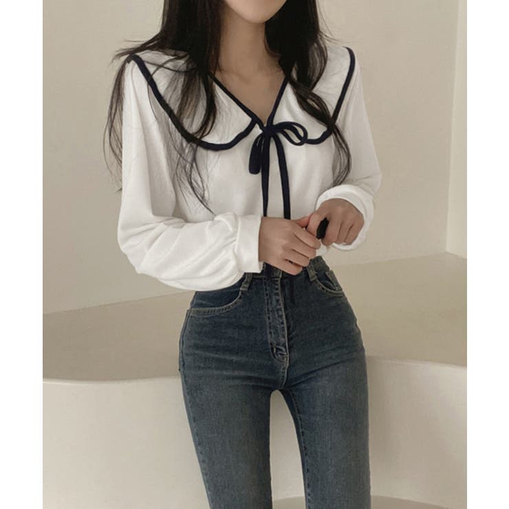 レディース バイカラーシャツブラウス フレンチガーリー | SUNSHINE CLOSET | 詳細画像2 