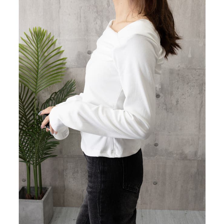 ワンオフショルダーTシャツ肩出しトップス[品番：AGCW0006839