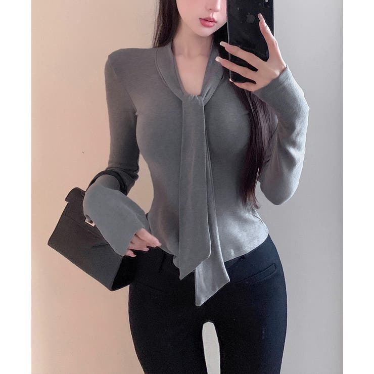 リボンタイ付きトップス ボウタイtシャツ | SUNSHINE CLOSET | 詳細画像15 